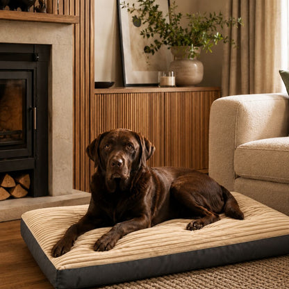The Kensington Oversized Corduroy Large Dog Bed — premium British heritage design