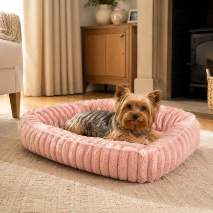 The Mayfair Plush Fluffy Dog Bed, soft rectangular machine-washable plush bed