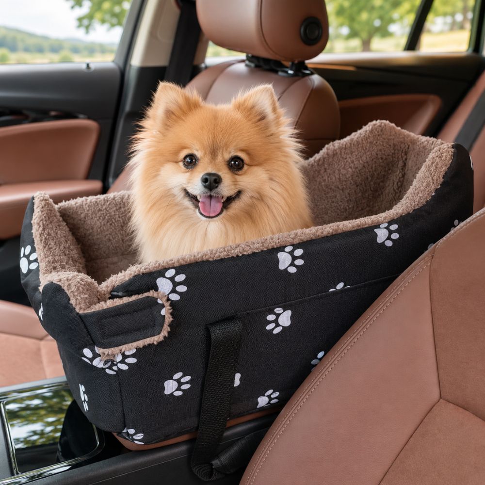 The Belgravia Console Dog Car Booster Seat, elevated view, secure and portable for small dogs