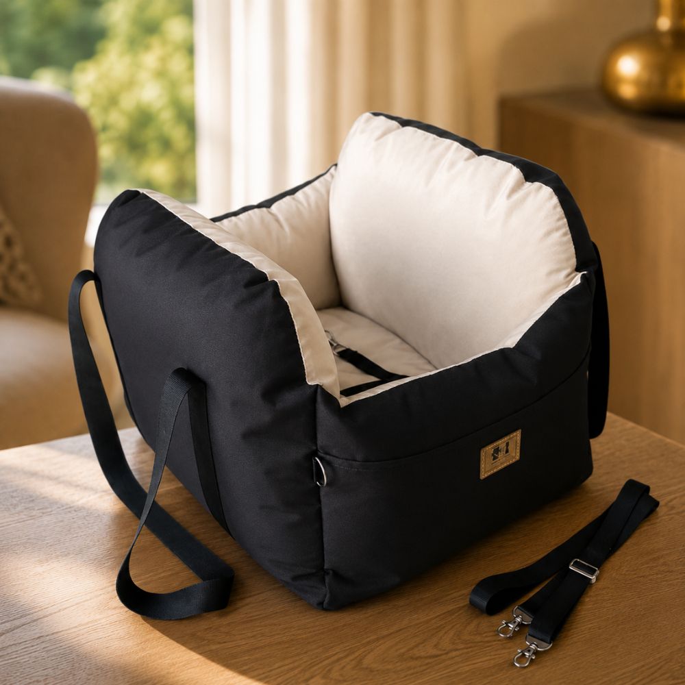 The Ascot dog car booster nest by Sir Waggington, padded sides with soft removable cushion