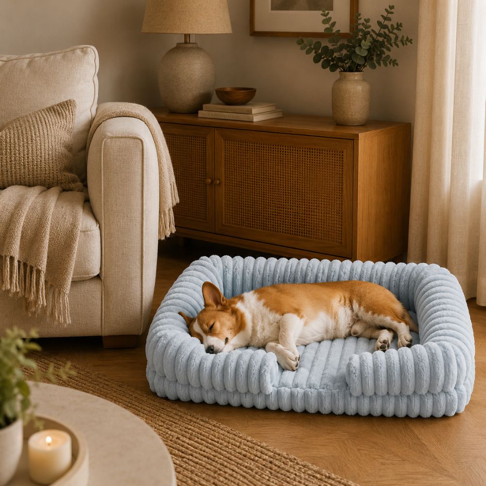 Sir Waggington Calming Plush Fluffy Dog Bed