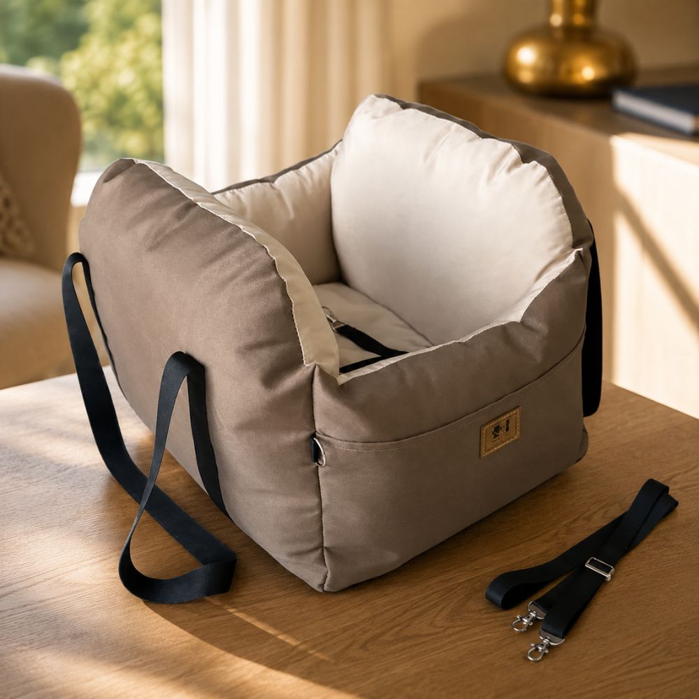 The Ascot dog car booster seat and travel nest in black by Sir Waggington, one-size fits dogs up to 8kg
