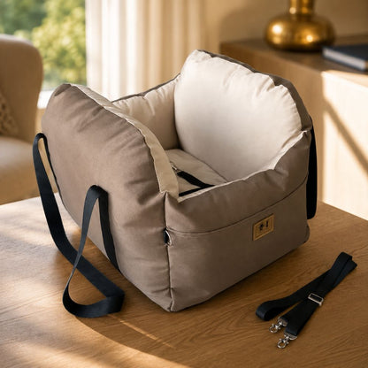 The Ascot dog car booster seat and travel nest in black by Sir Waggington, one-size fits dogs up to 8kg