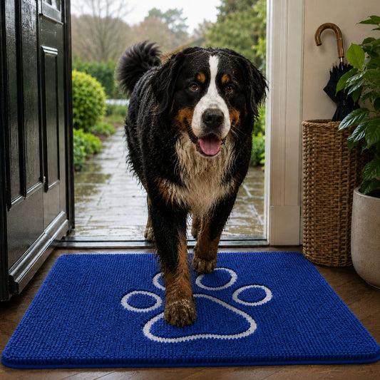 The Gamekeeper Chenille Muddy Paws Dog Mat — quick-dry dirt trapper with non-slip backing