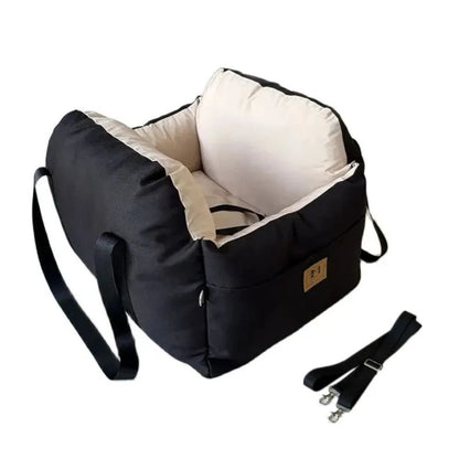 The Ascot dog car booster nest by Sir Waggington, non-slip base with adjustable strap securing to back seat
